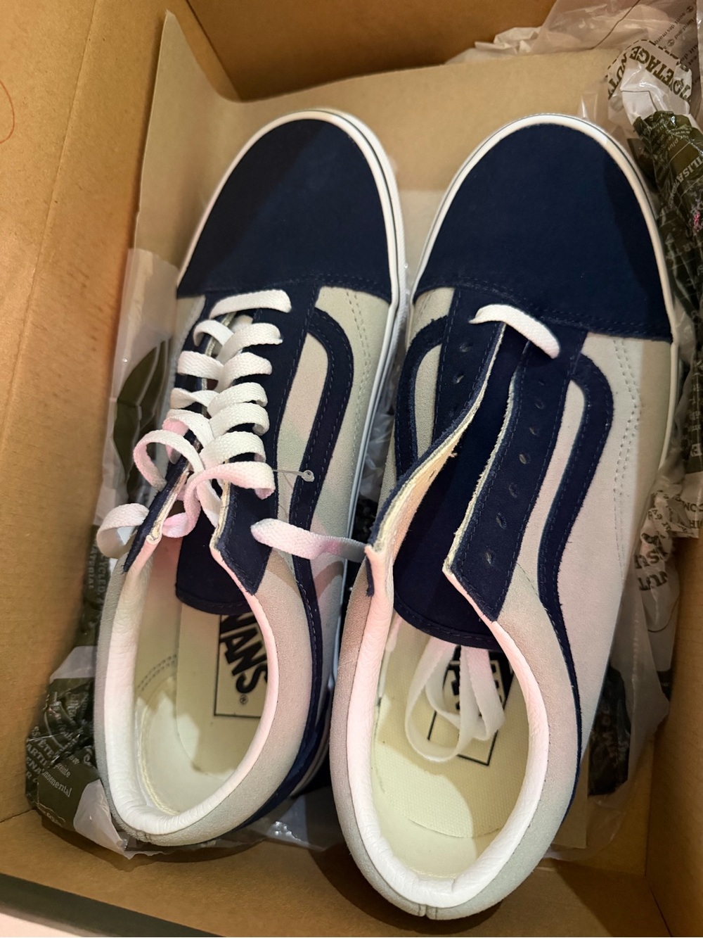 Vans Navy and White Old Skool Low-Top Sneakers